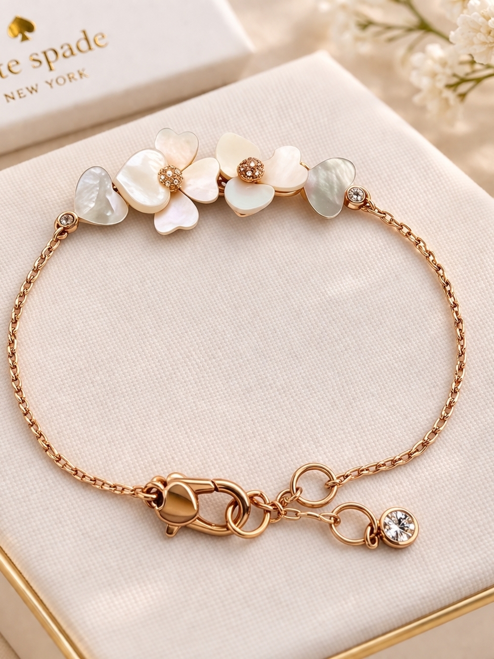 Kate Spade New York Delicate Precious Pansy Mother of Pearl Bracelet